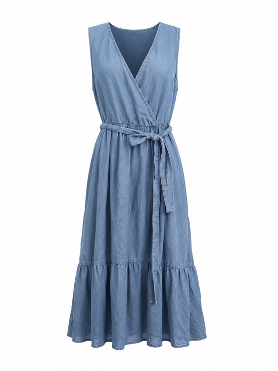 Suzy Shier Dresses & Skirts - Suzy Shier Light Blue Sleeveless Wrap Maxi Dress